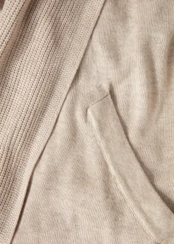 Beige lång stickad kofta