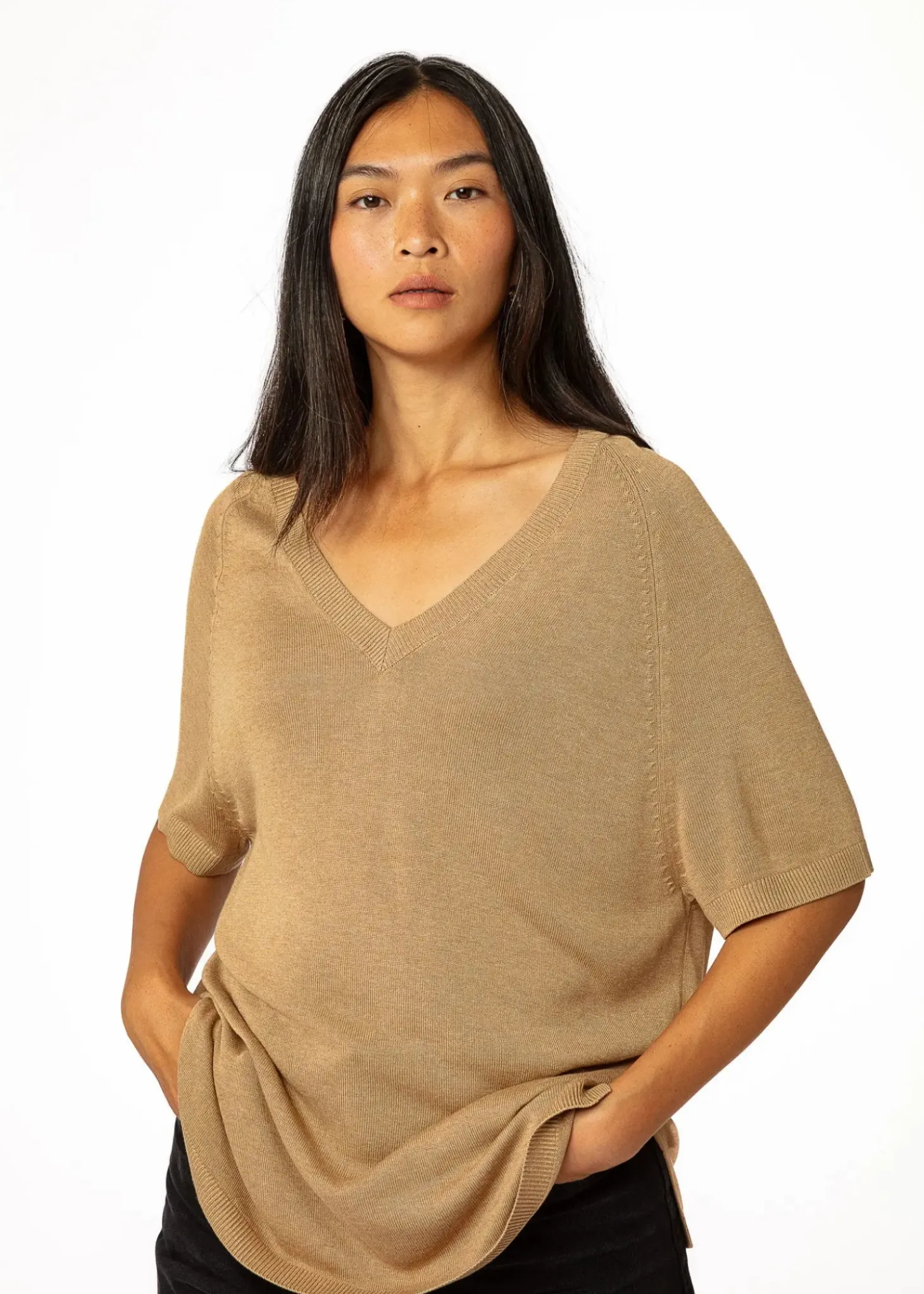 Beige stickad tröja