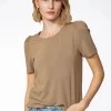 Beige t-shirt med puffärm