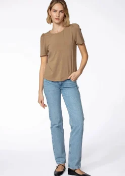 Beige t-shirt med puffärm
