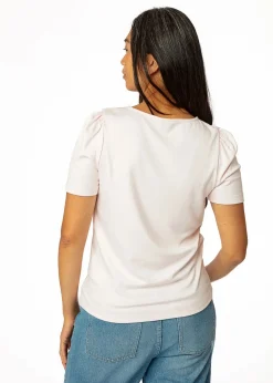 Ljusrosa t-shirt med puffärm