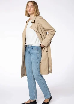 Lång beige trench coat