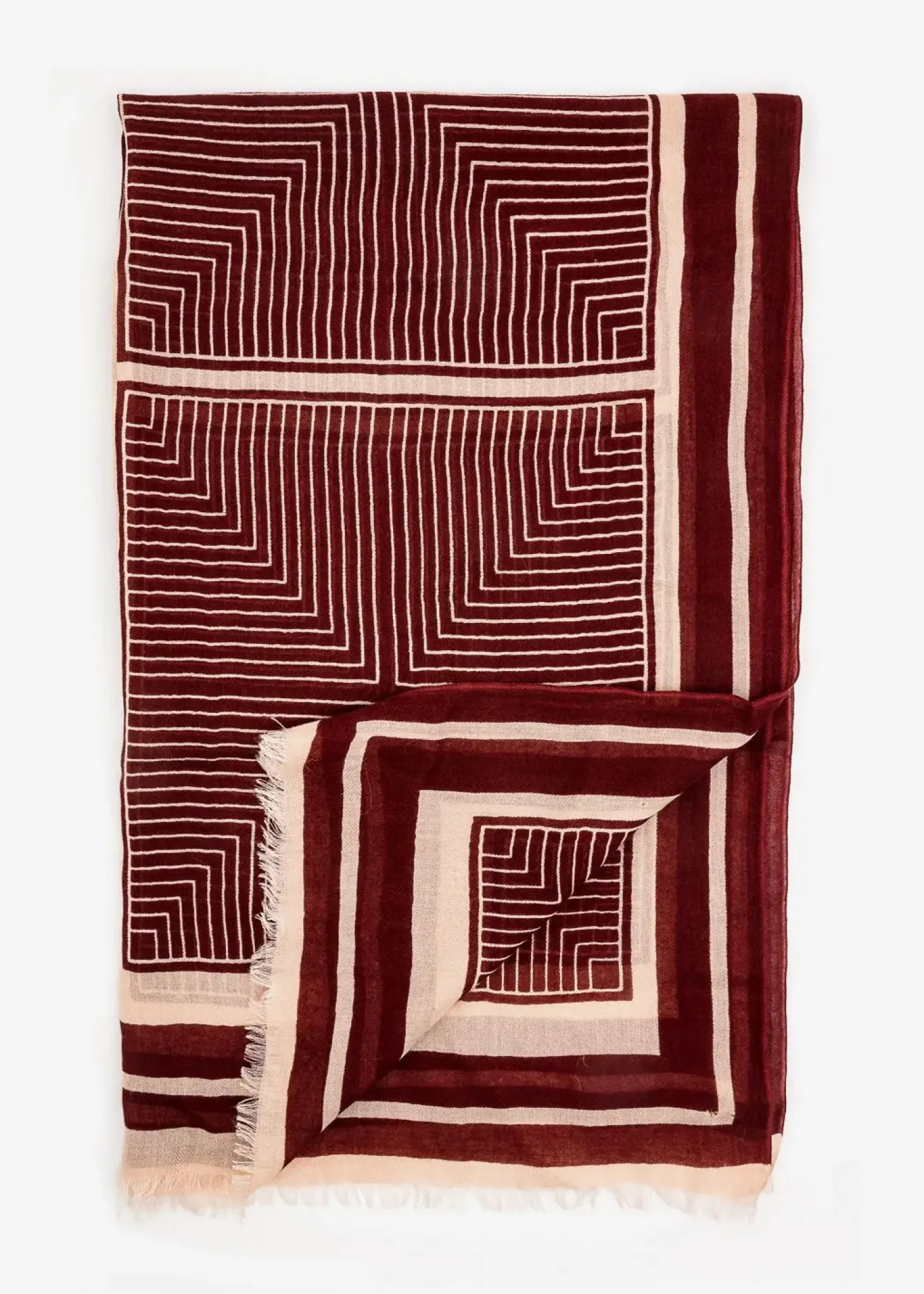 Mönstrad lång röd scarf