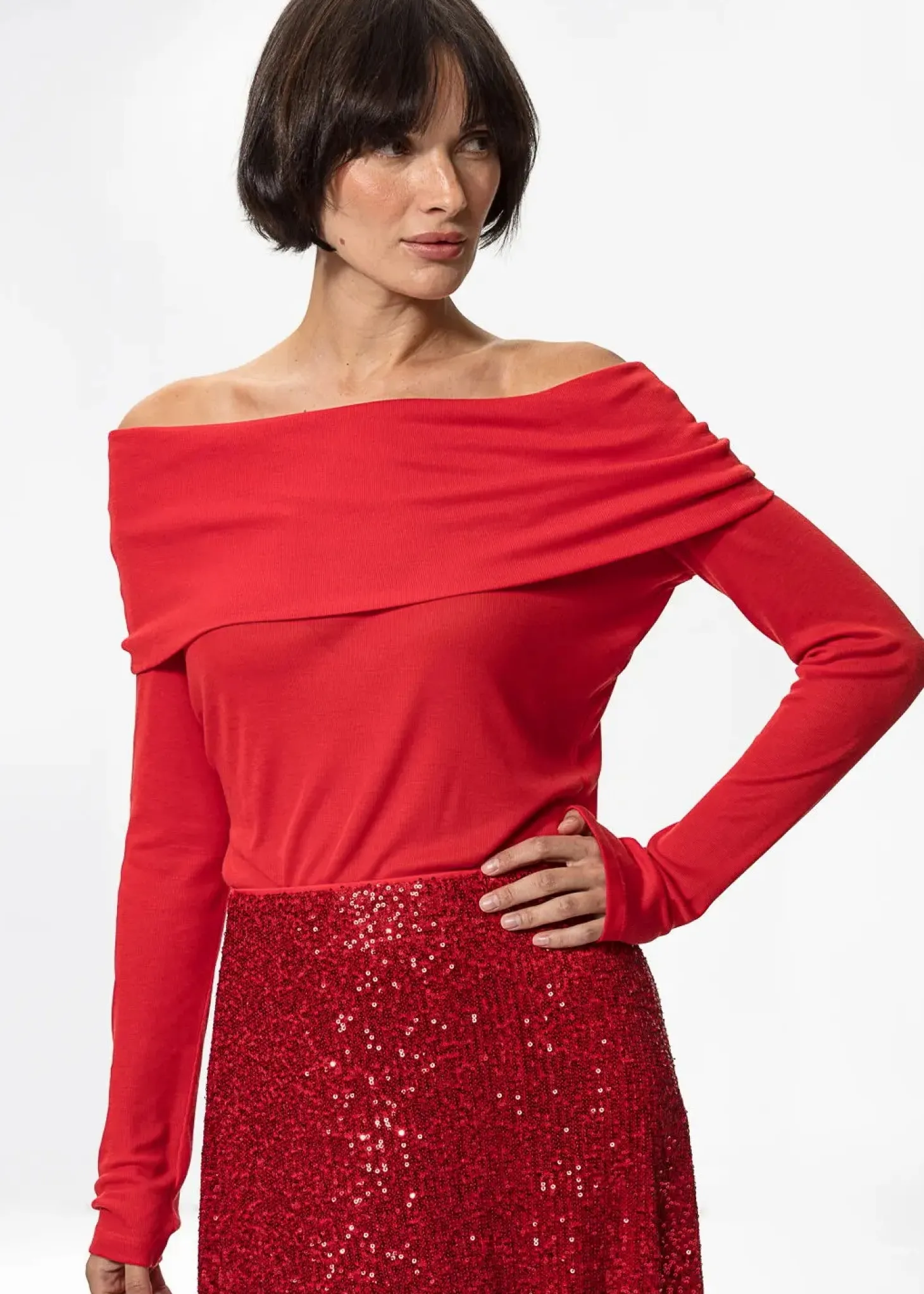 Röd off-shoulder topp