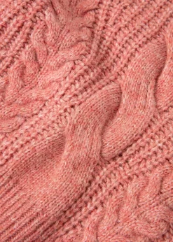 Rosa kabelstickad tröja