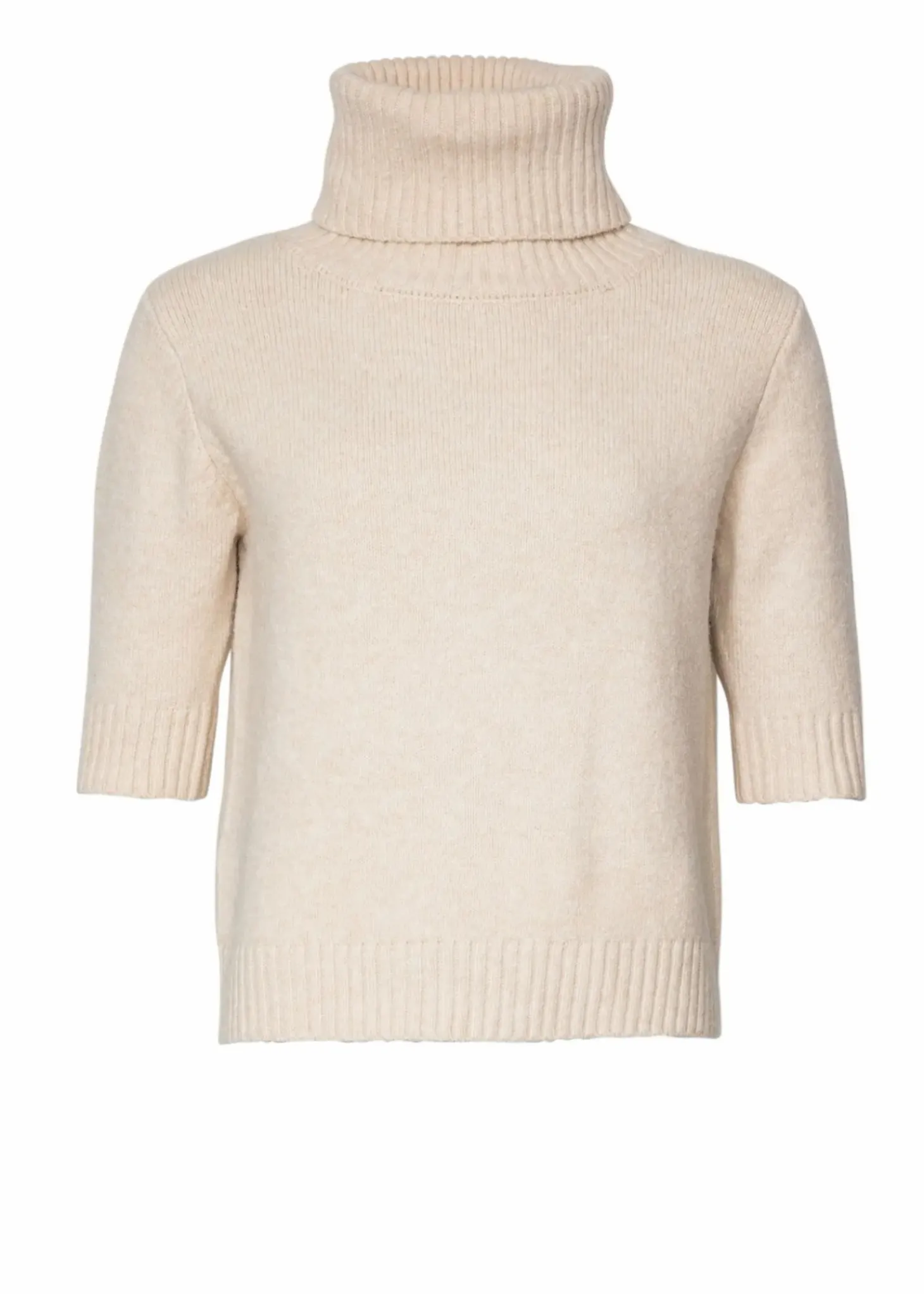 Stickad beige polotröja