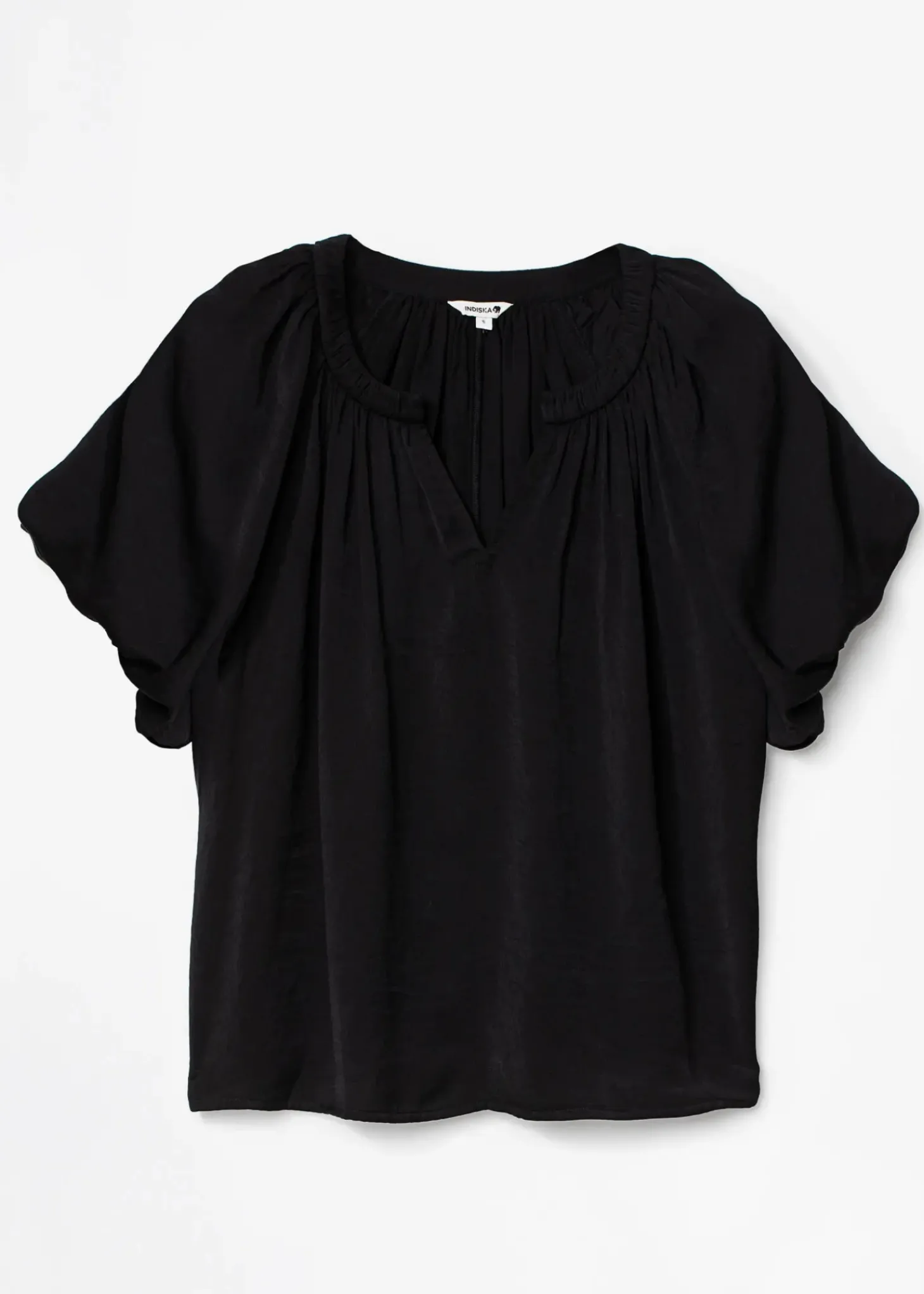 Svart blus med puffärm