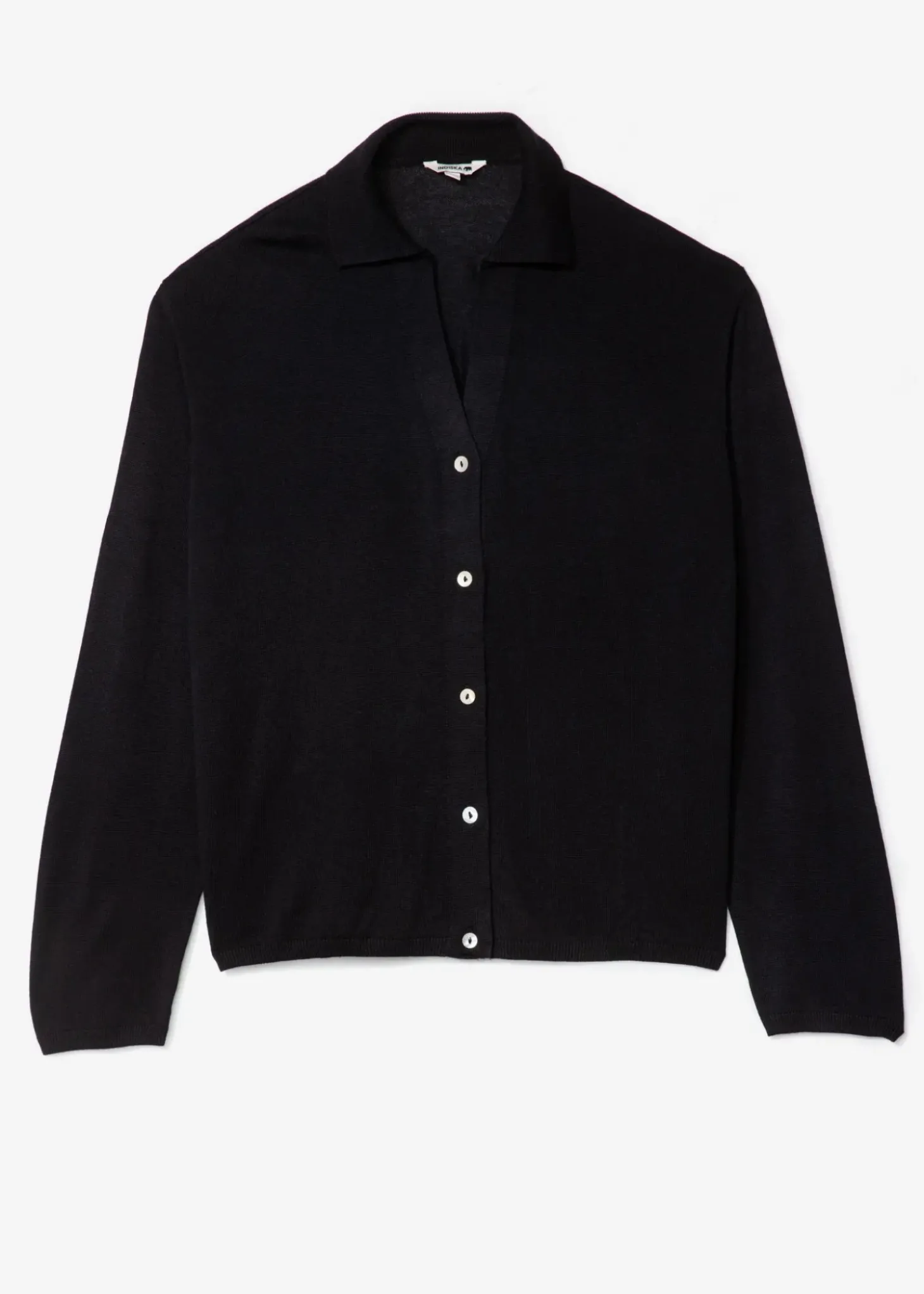 Svart finstickad cardigan med krage