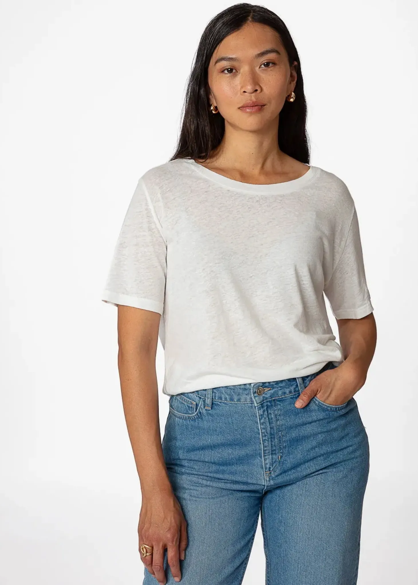 Vit t-shirt i linblandning