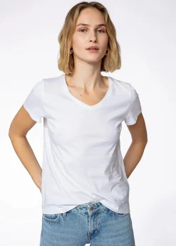 V-ringad bomulls t-shirt